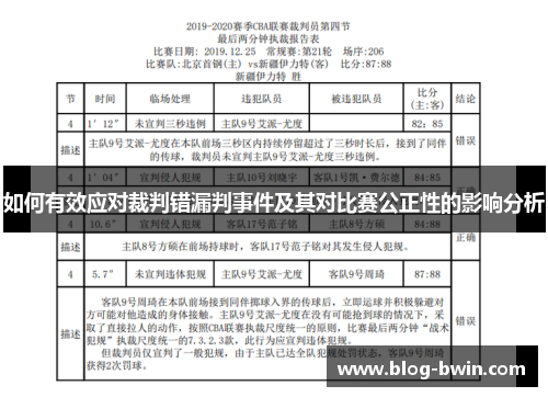 如何有效应对裁判错漏判事件及其对比赛公正性的影响分析